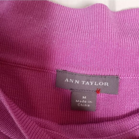 Ann Taylor M Pink Boatneck 3/4 Sleeve Silk Blend Women's Sweater - Picture 2 of 5
